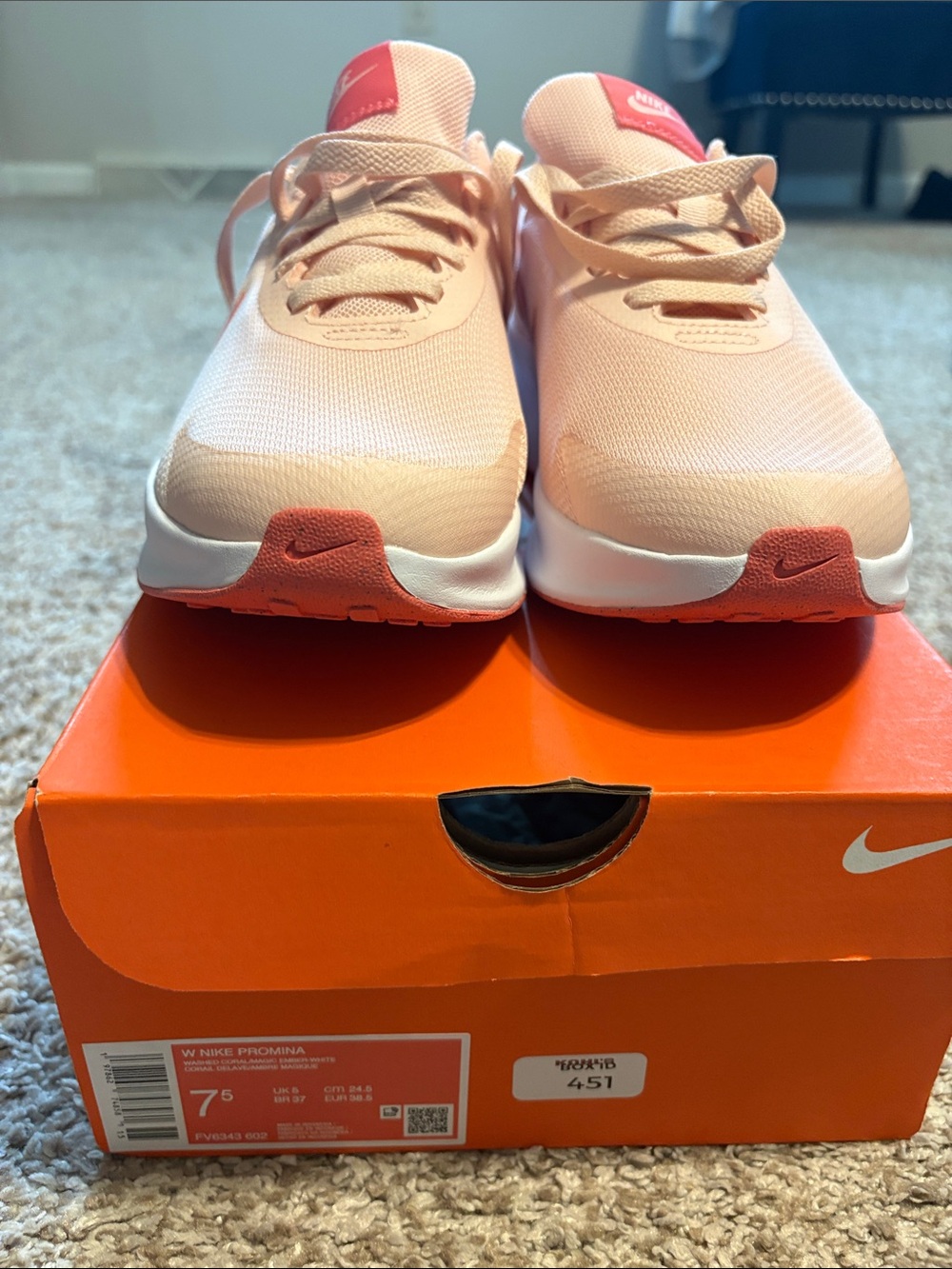 Nike Pink Coral and White Women’s Sneakers